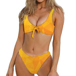 Yellow Polygonal Geometric Print Front Bow Tie Bikini