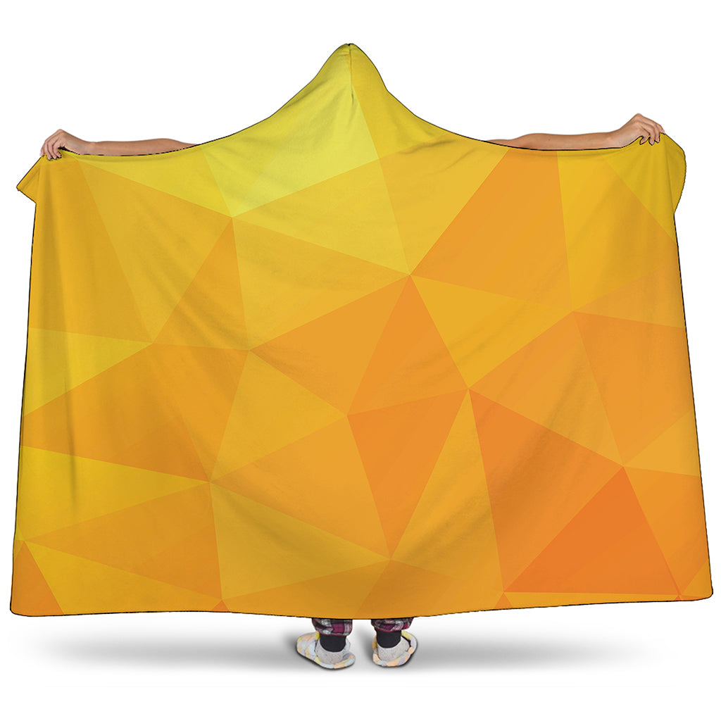 Yellow Polygonal Geometric Print Hooded Blanket