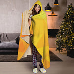 Yellow Polygonal Geometric Print Hooded Blanket