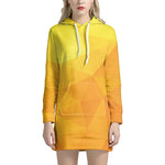 Yellow Polygonal Geometric Print Hoodie Dress