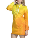 Yellow Polygonal Geometric Print Hoodie Dress