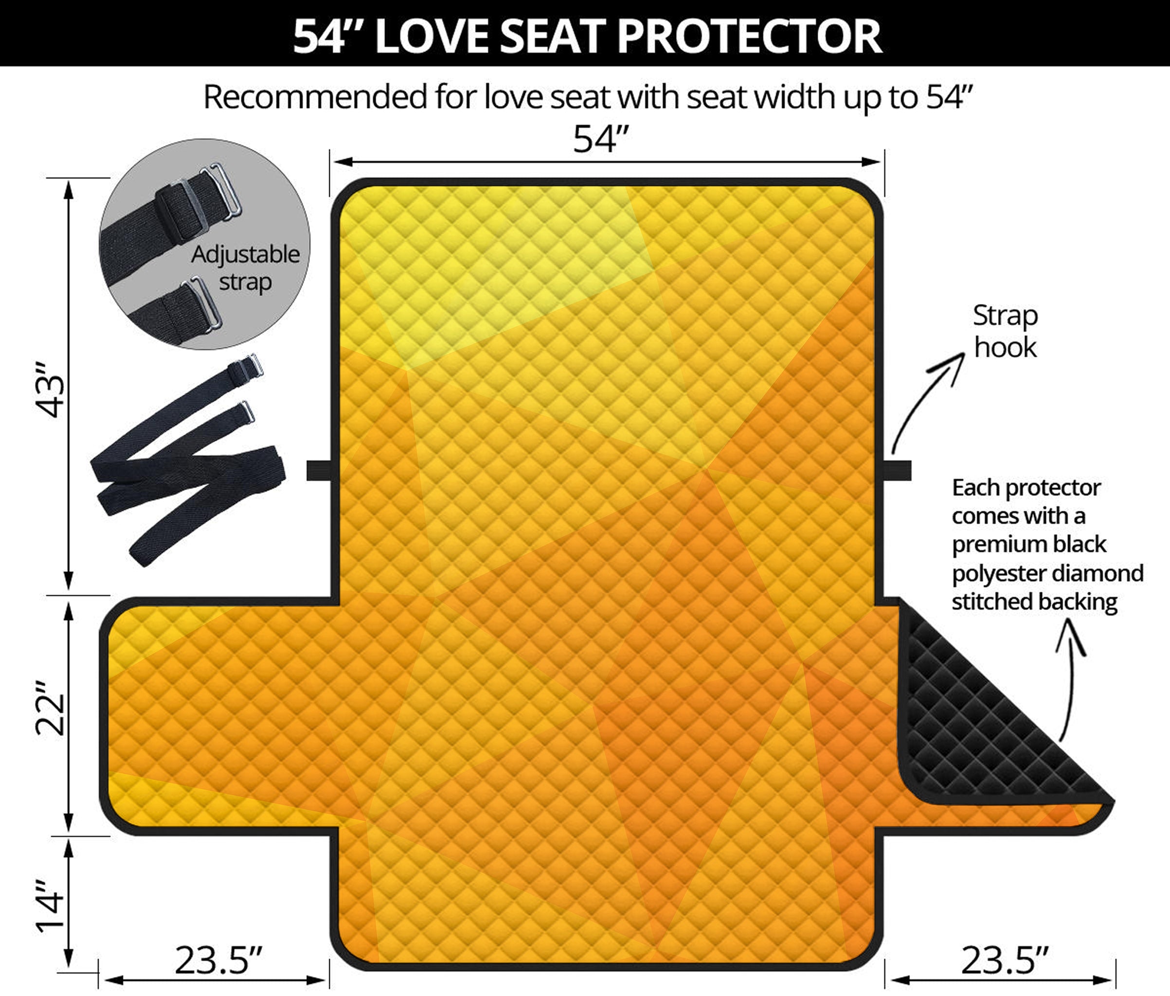 Yellow Polygonal Geometric Print Loveseat Protector