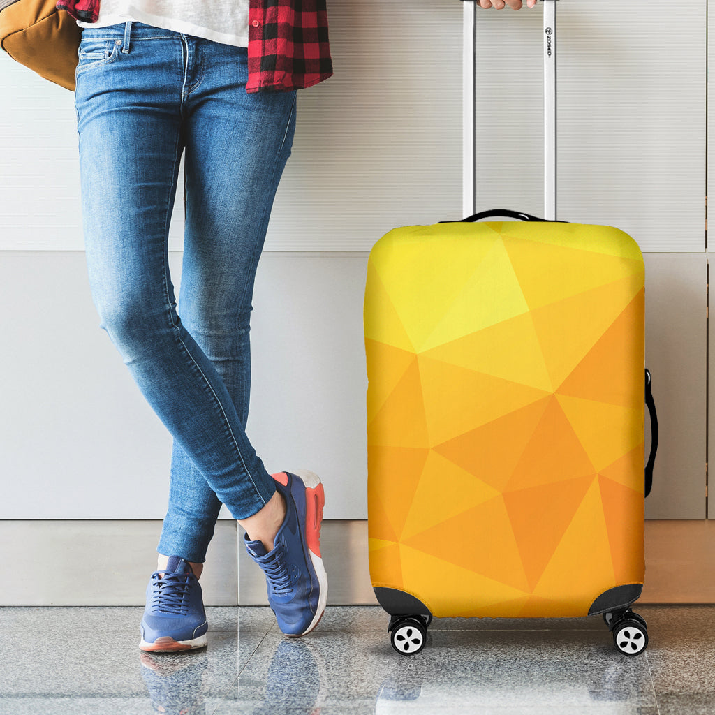Yellow Polygonal Geometric Print Luggage Cover