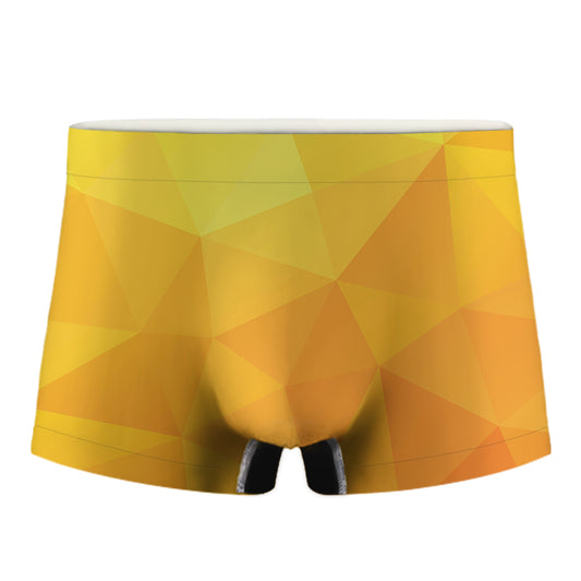 Yellow Polygonal Geometric Print Men's Boxer Briefs