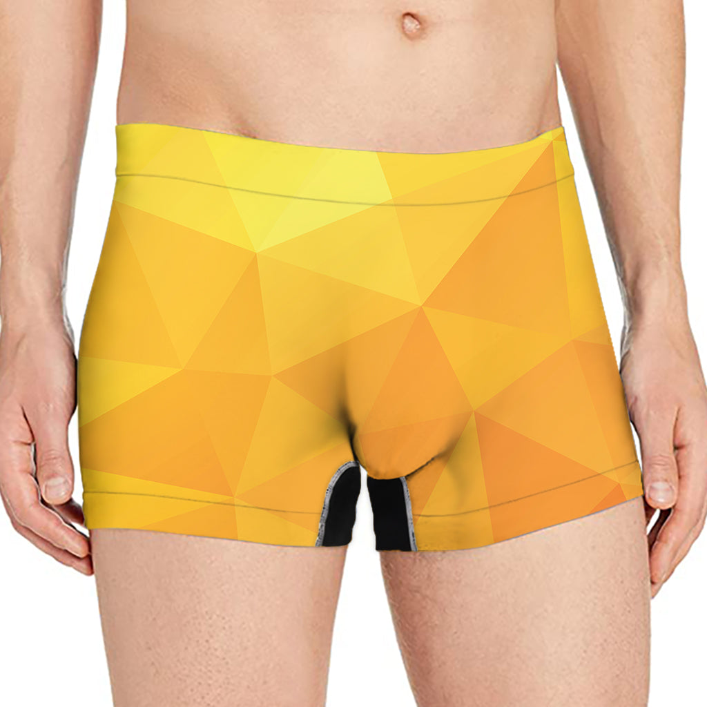Yellow Polygonal Geometric Print Men's Boxer Briefs