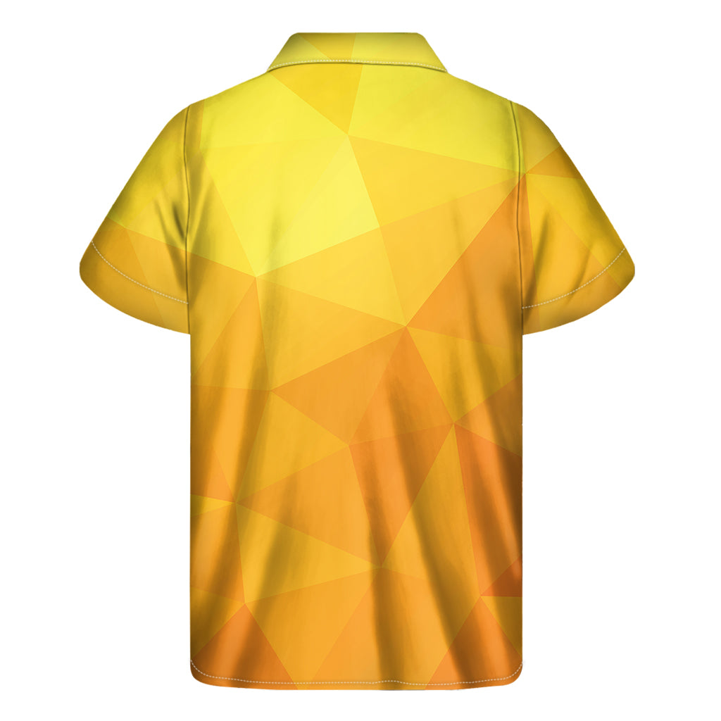 Yellow Polygonal Geometric Print Men's Short Sleeve Shirt