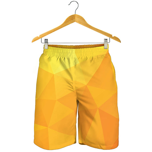 Yellow Polygonal Geometric Print Men's Shorts