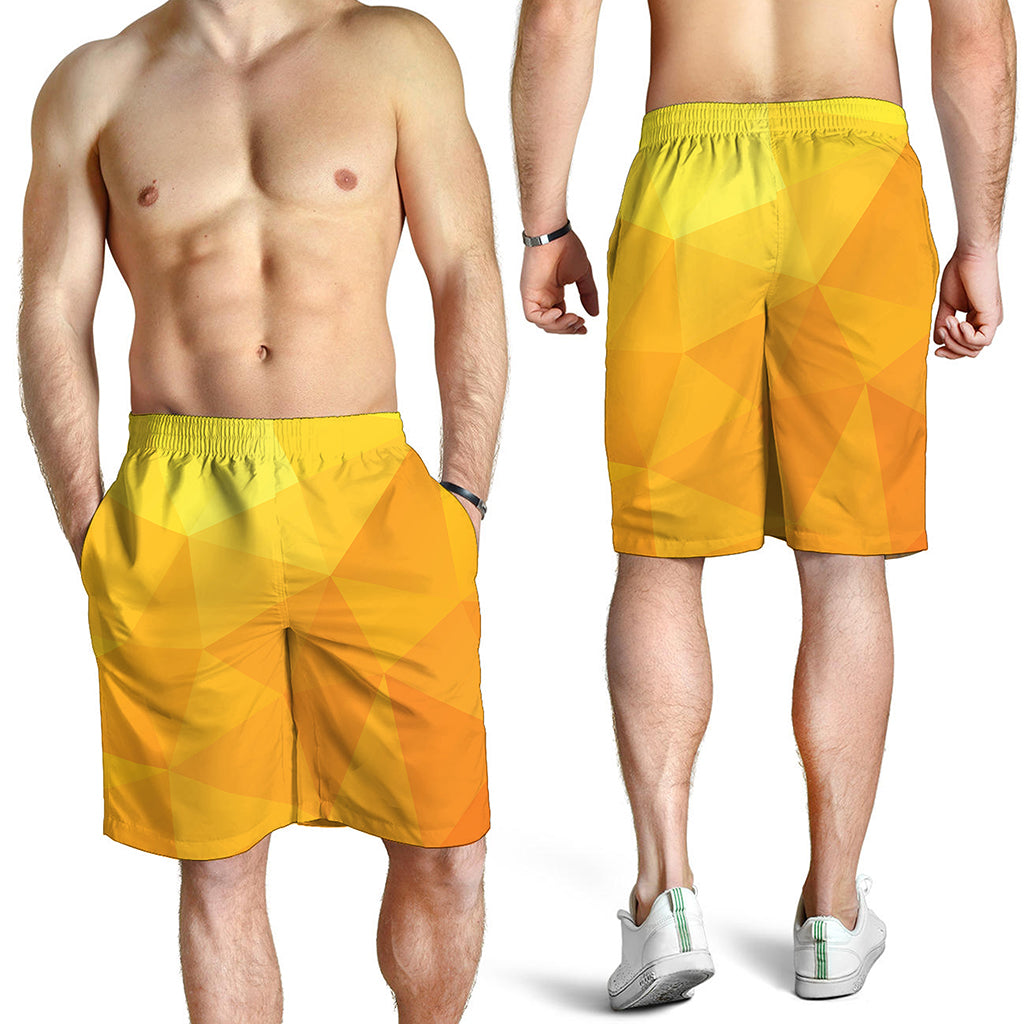Yellow Polygonal Geometric Print Men's Shorts