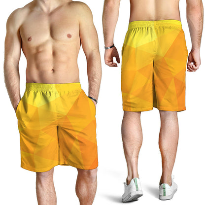 Yellow Polygonal Geometric Print Men's Shorts