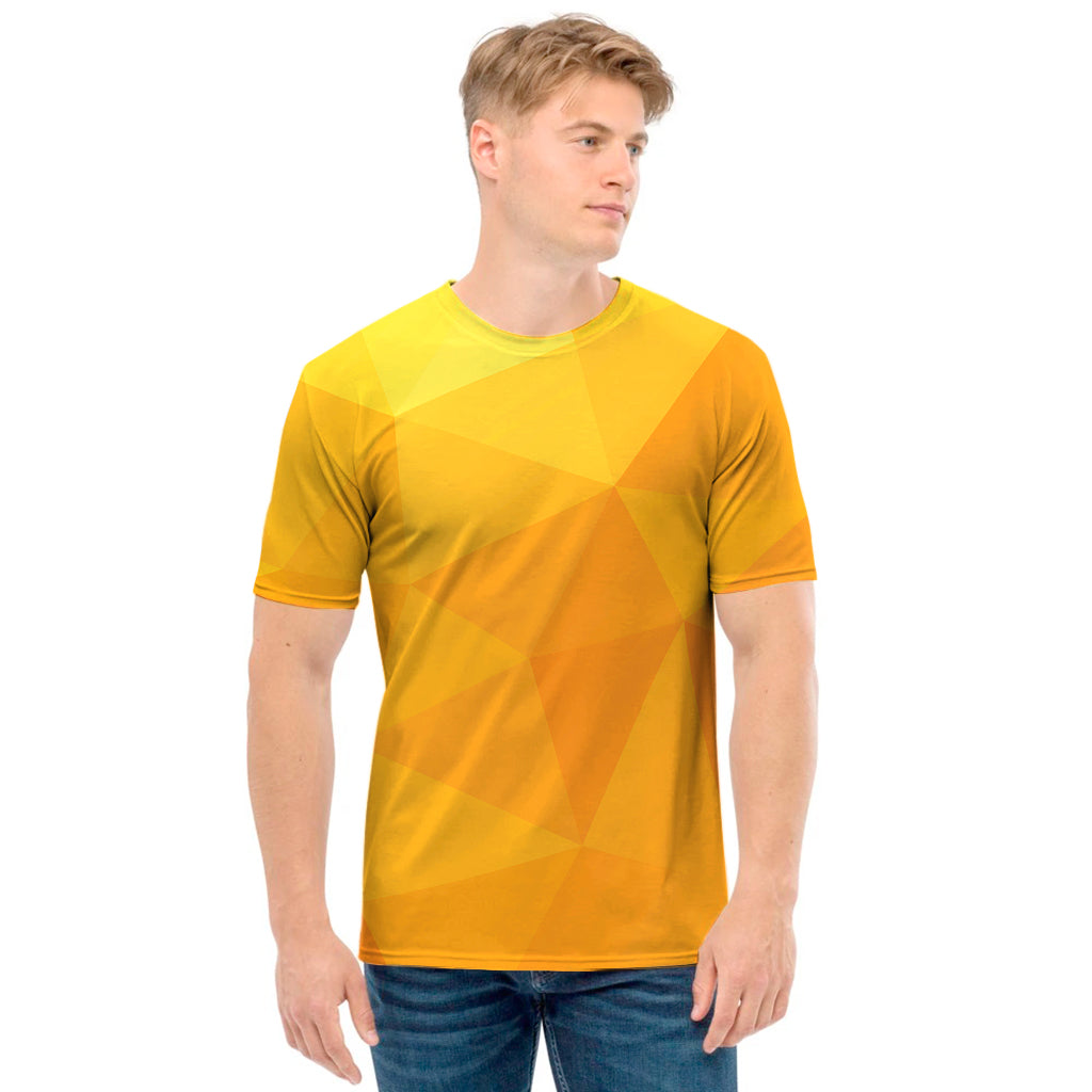 Yellow Polygonal Geometric Print Men's T-Shirt