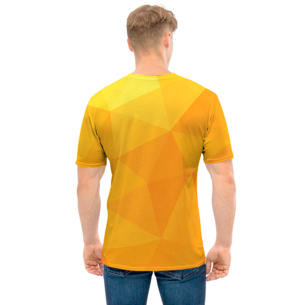 Yellow Polygonal Geometric Print Men's T-Shirt
