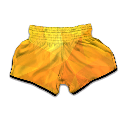 Yellow Polygonal Geometric Print Muay Thai Boxing Shorts
