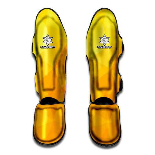 Yellow Polygonal Geometric Print Muay Thai Shin Guard