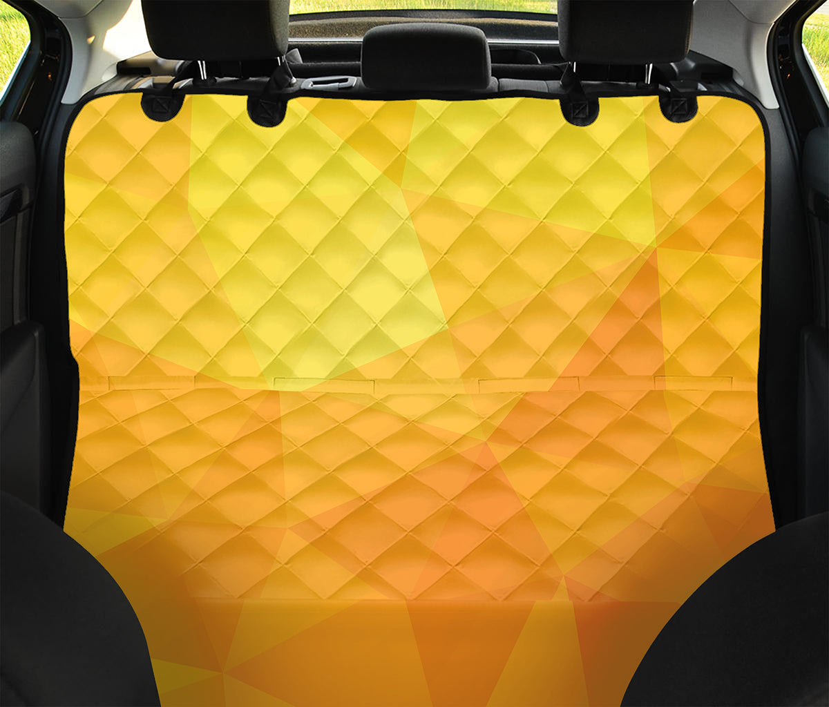 Yellow Polygonal Geometric Print Pet Car Back Seat Cover
