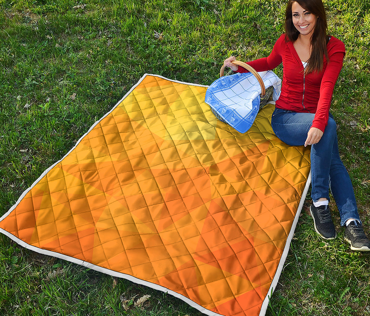 Yellow Polygonal Geometric Print Quilt