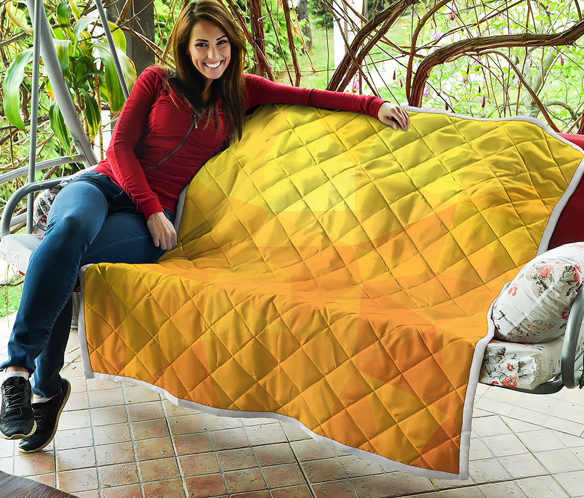 Yellow Polygonal Geometric Print Quilt
