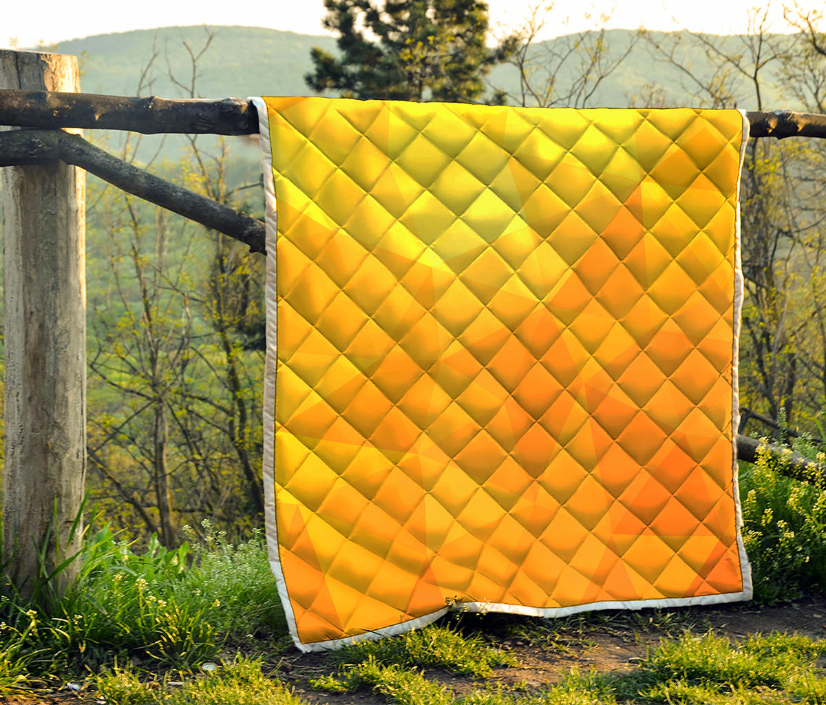 Yellow Polygonal Geometric Print Quilt