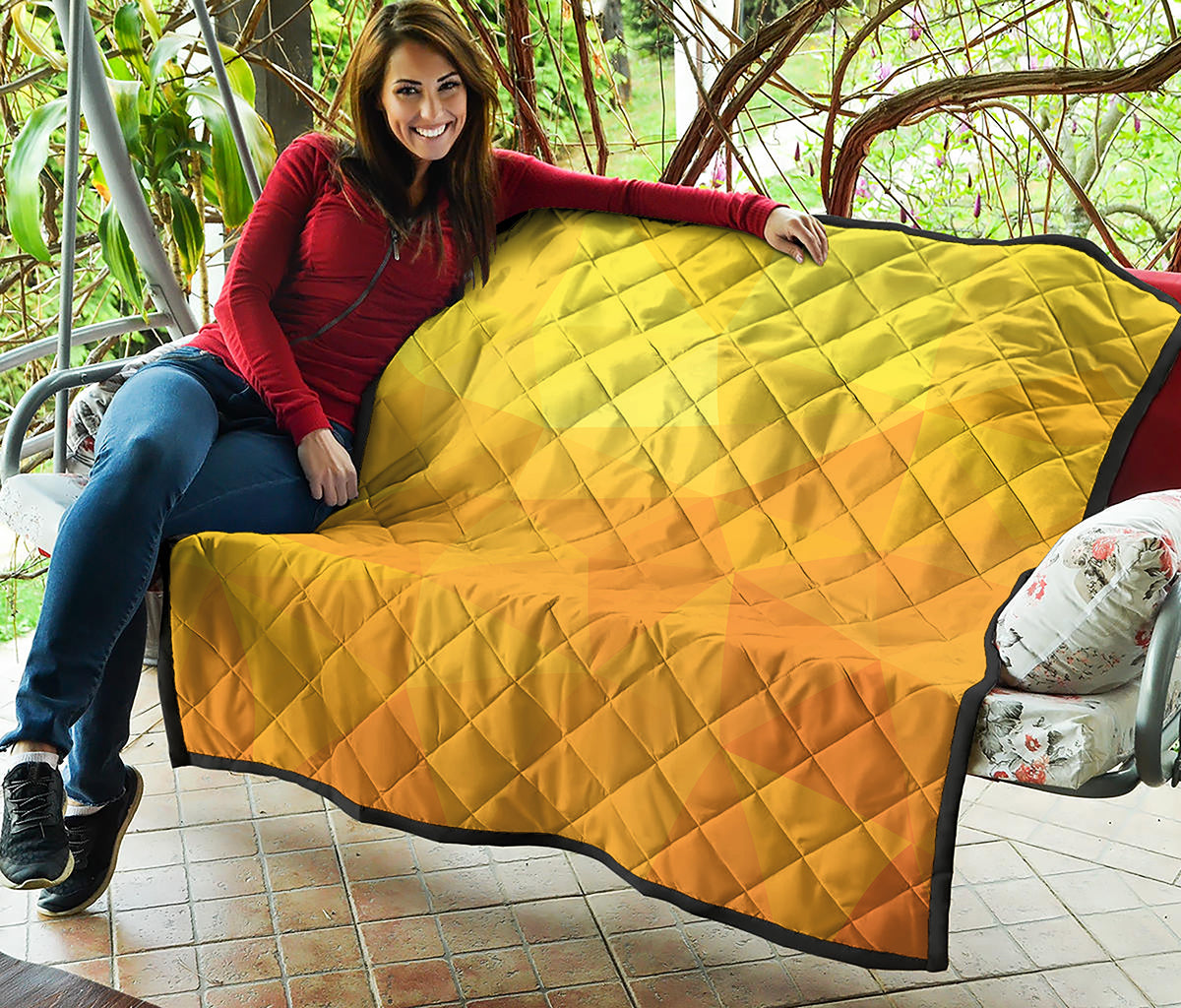Yellow Polygonal Geometric Print Quilt