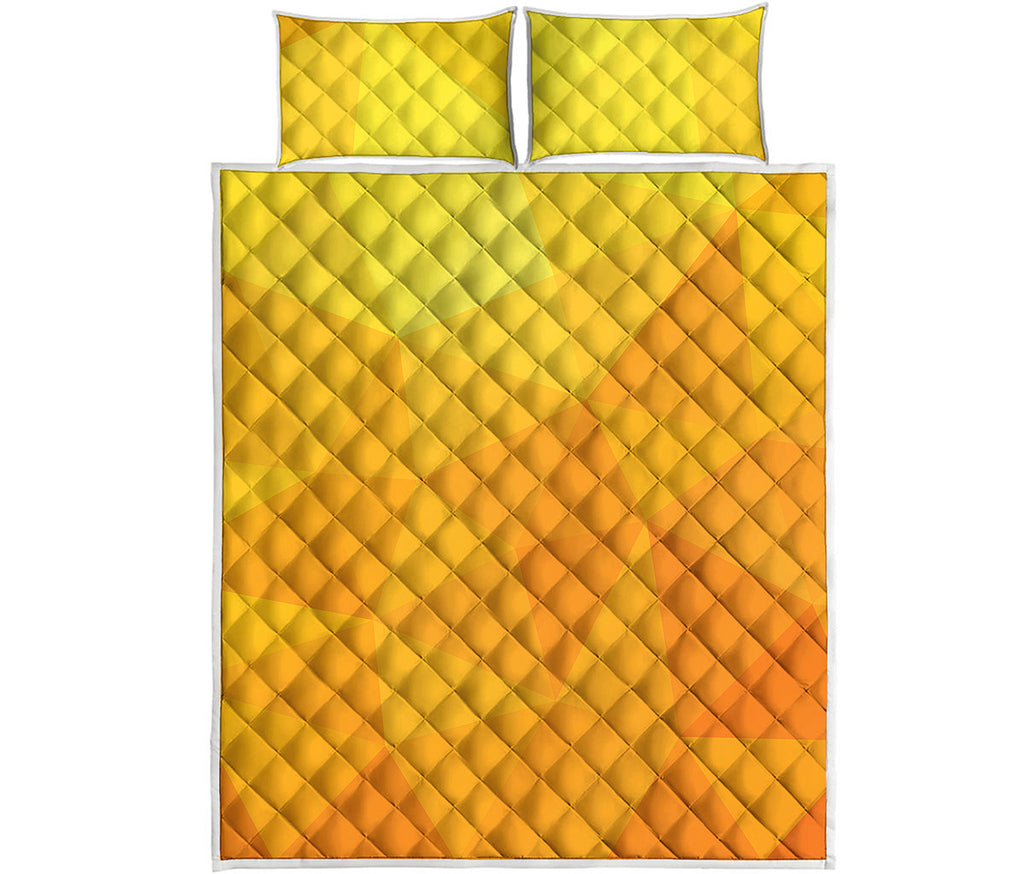 Yellow Polygonal Geometric Print Quilt Bed Set