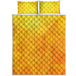 Yellow Polygonal Geometric Print Quilt Bed Set