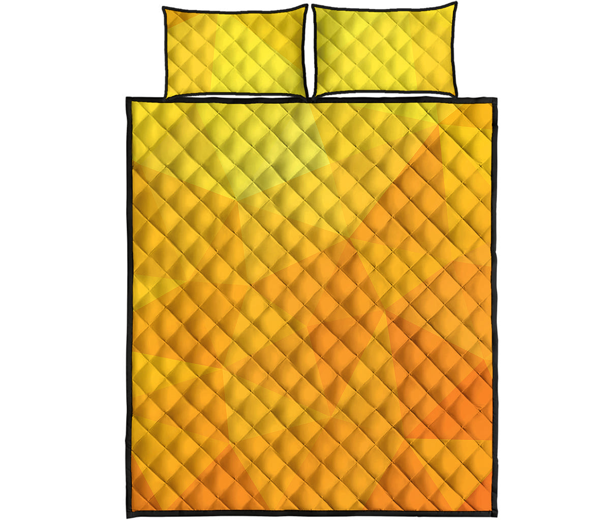 Yellow Polygonal Geometric Print Quilt Bed Set
