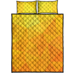Yellow Polygonal Geometric Print Quilt Bed Set
