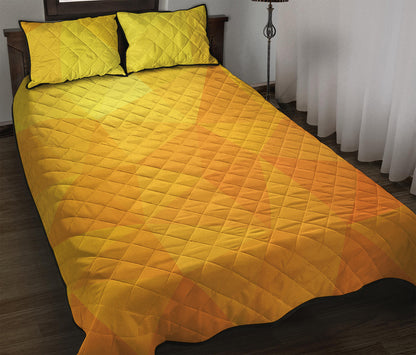 Yellow Polygonal Geometric Print Quilt Bed Set