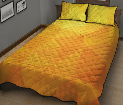 Yellow Polygonal Geometric Print Quilt Bed Set