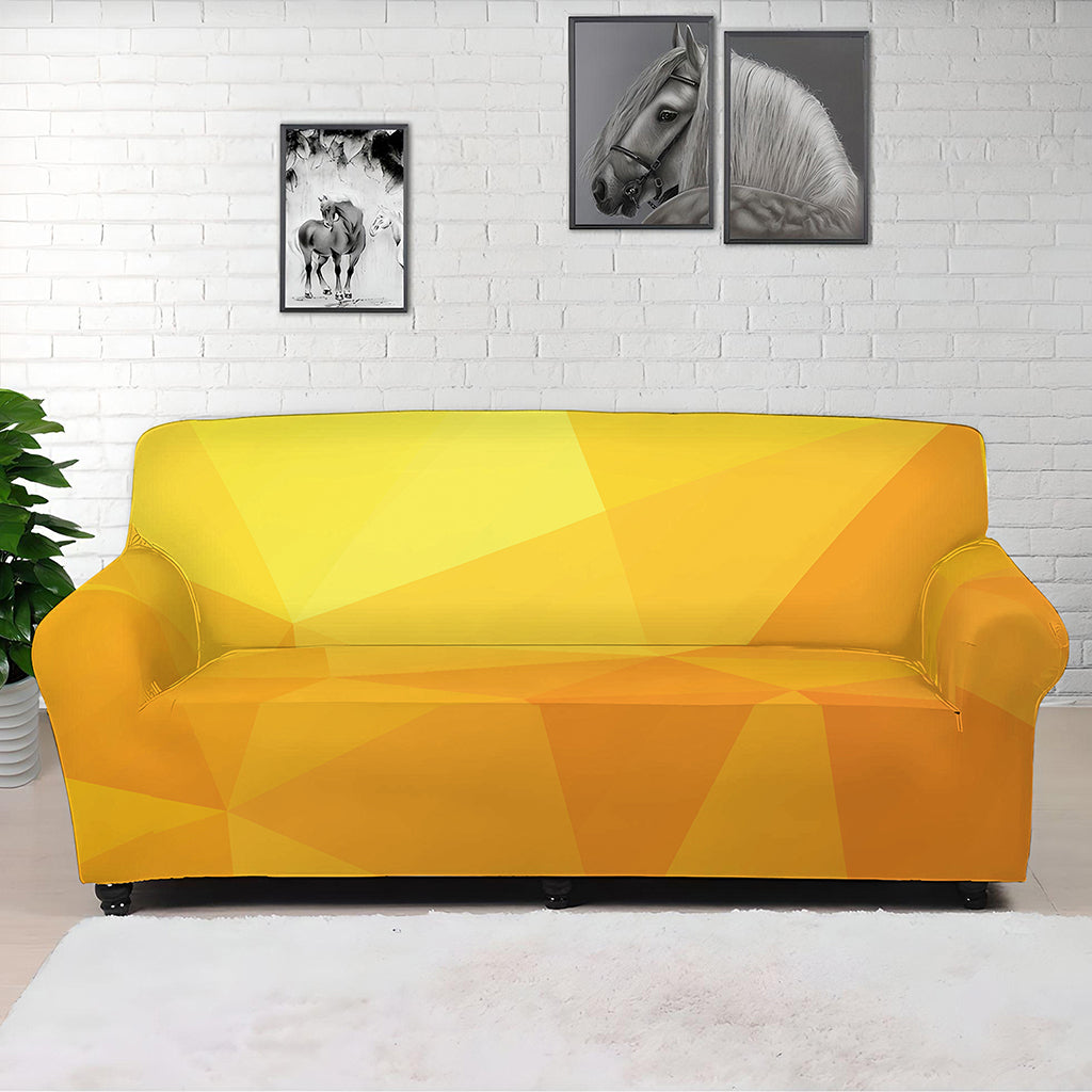 Yellow Polygonal Geometric Print Sofa Cover