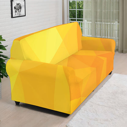 Yellow Polygonal Geometric Print Sofa Cover