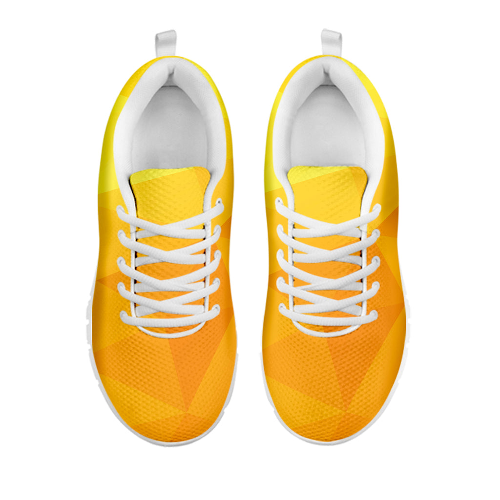 Yellow Polygonal Geometric Print White Sneakers
