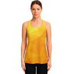 Yellow Polygonal Geometric Print Women's Racerback Tank Top