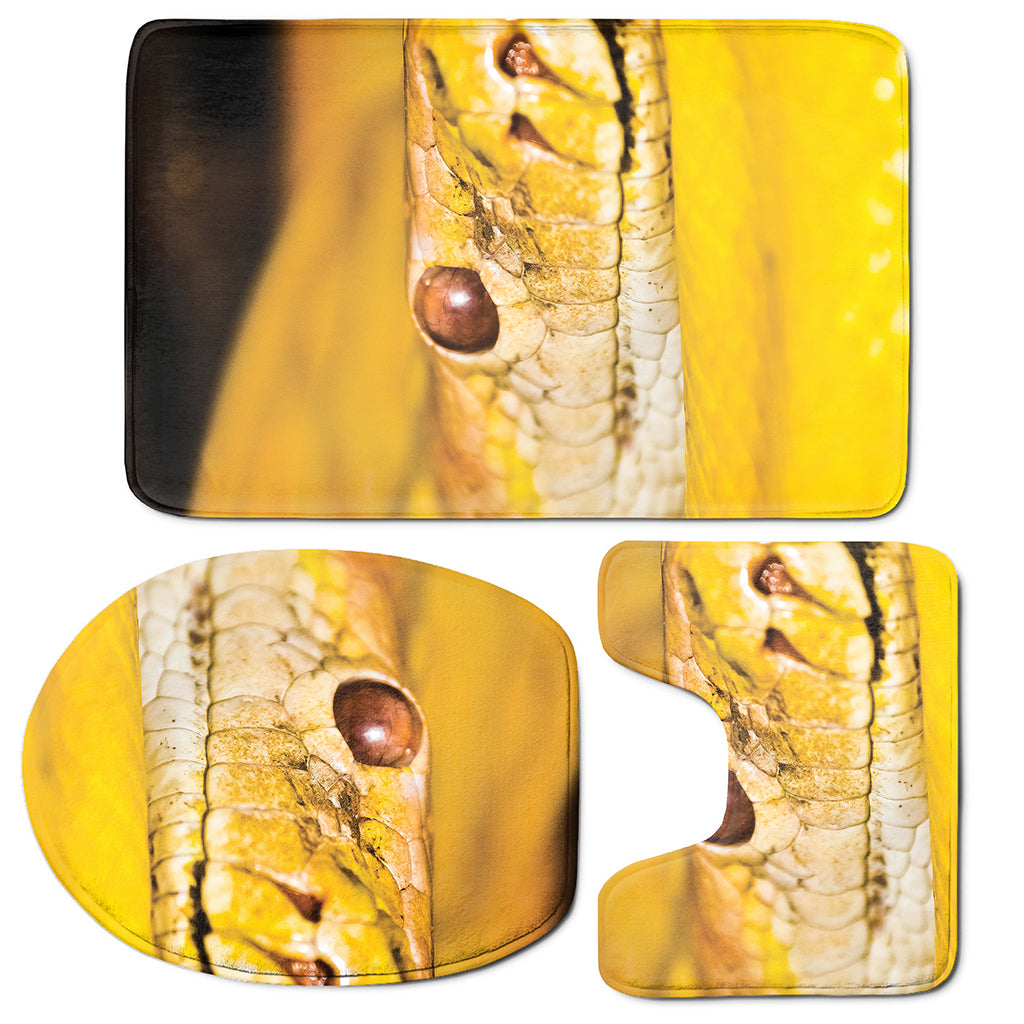 Yellow Python Snake Print 3 Piece Bath Mat Set
