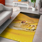 Yellow Python Snake Print Area Rug