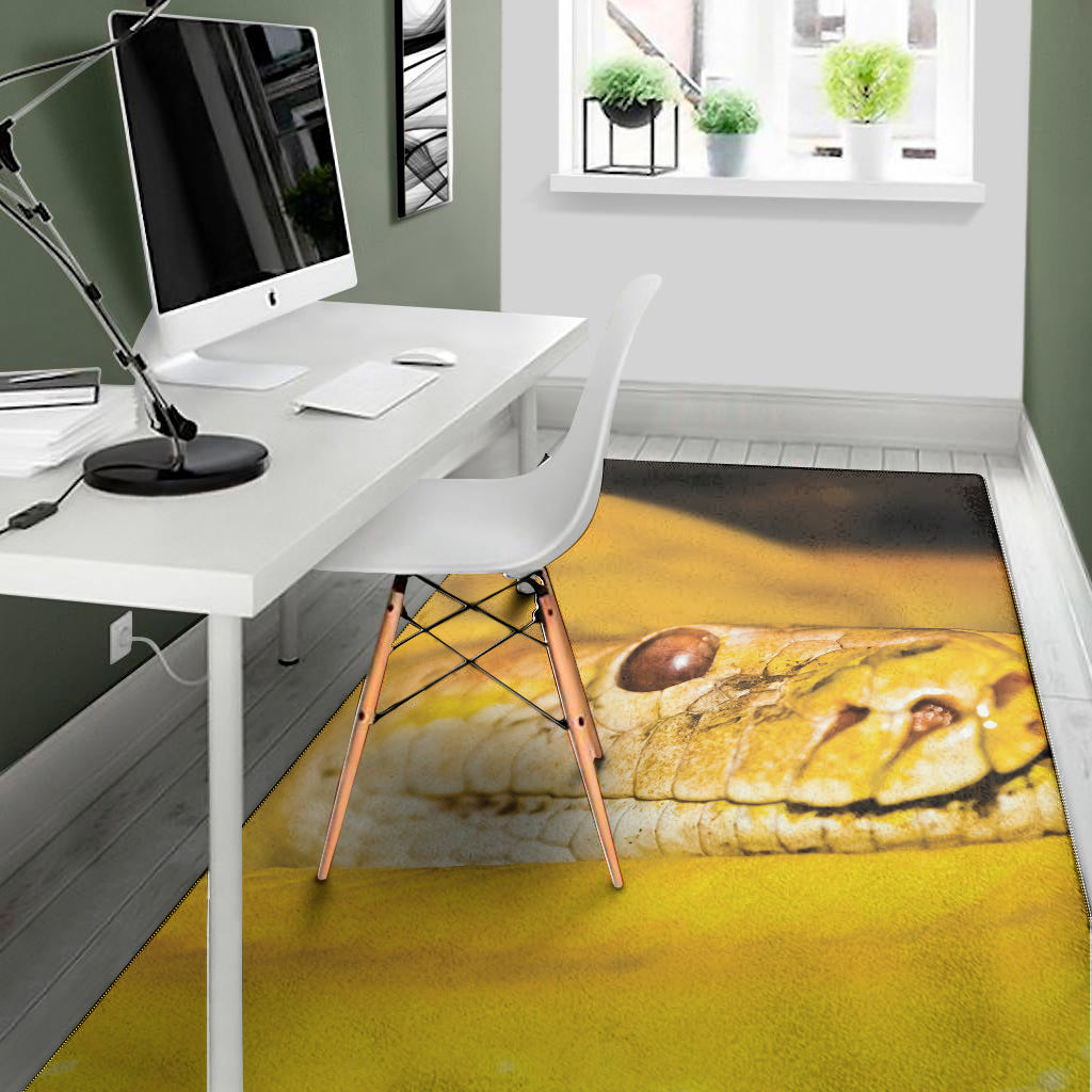 Yellow Python Snake Print Area Rug