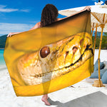 Yellow Python Snake Print Beach Sarong Wrap