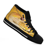 Yellow Python Snake Print Black High Top Shoes
