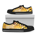 Yellow Python Snake Print Black Low Top Sneakers
