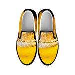 Yellow Python Snake Print Black Slip On Shoes