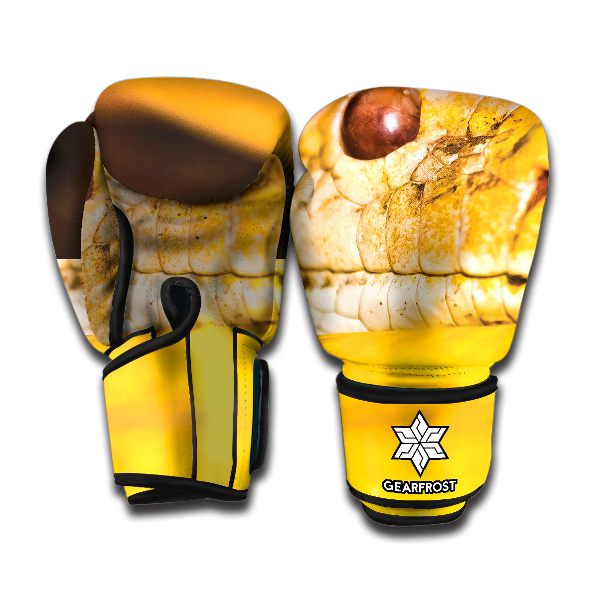 Yellow Python Snake Print Boxing Gloves