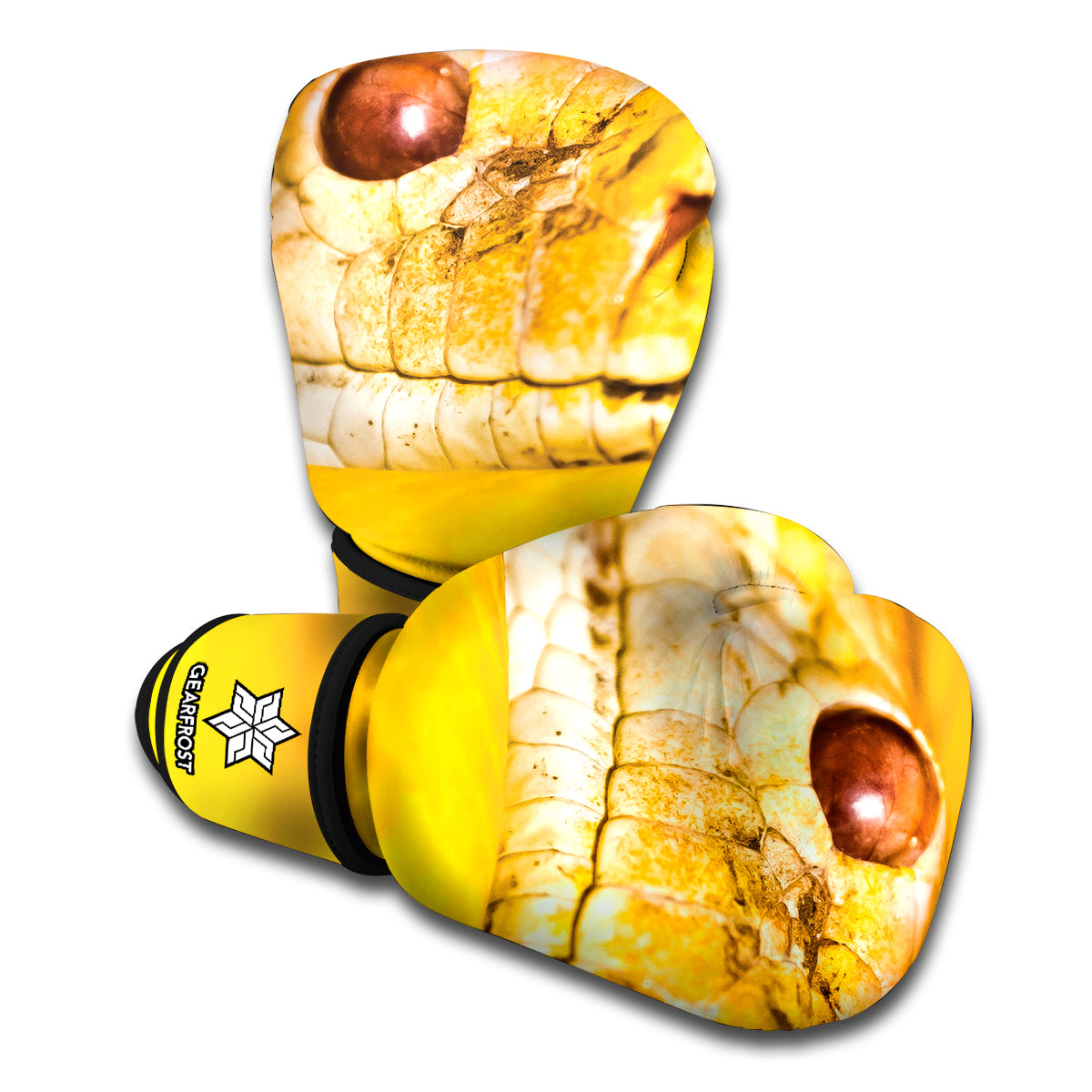 Yellow Python Snake Print Boxing Gloves