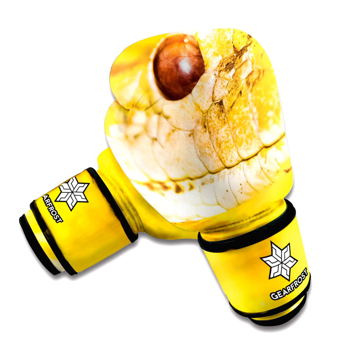 Yellow Python Snake Print Boxing Gloves