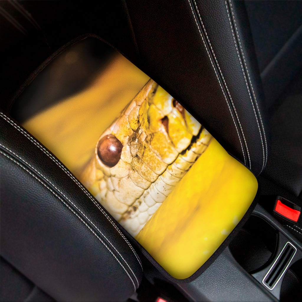 Yellow Python Snake Print Car Center Console Cover
