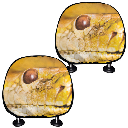 Yellow Python Snake Print Car Headrest Covers