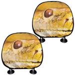 Yellow Python Snake Print Car Headrest Covers