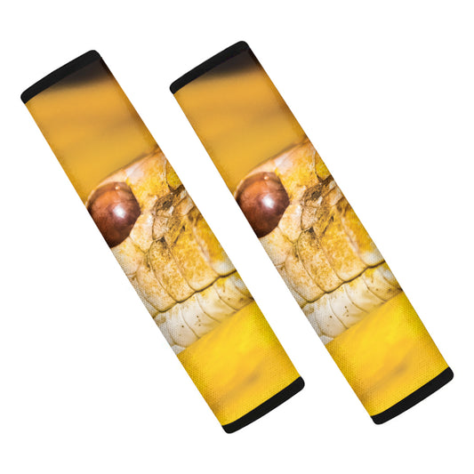 Yellow Python Snake Print Car Seat Belt Covers