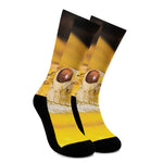 Yellow Python Snake Print Crew Socks