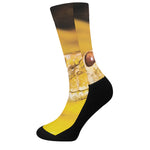 Yellow Python Snake Print Crew Socks