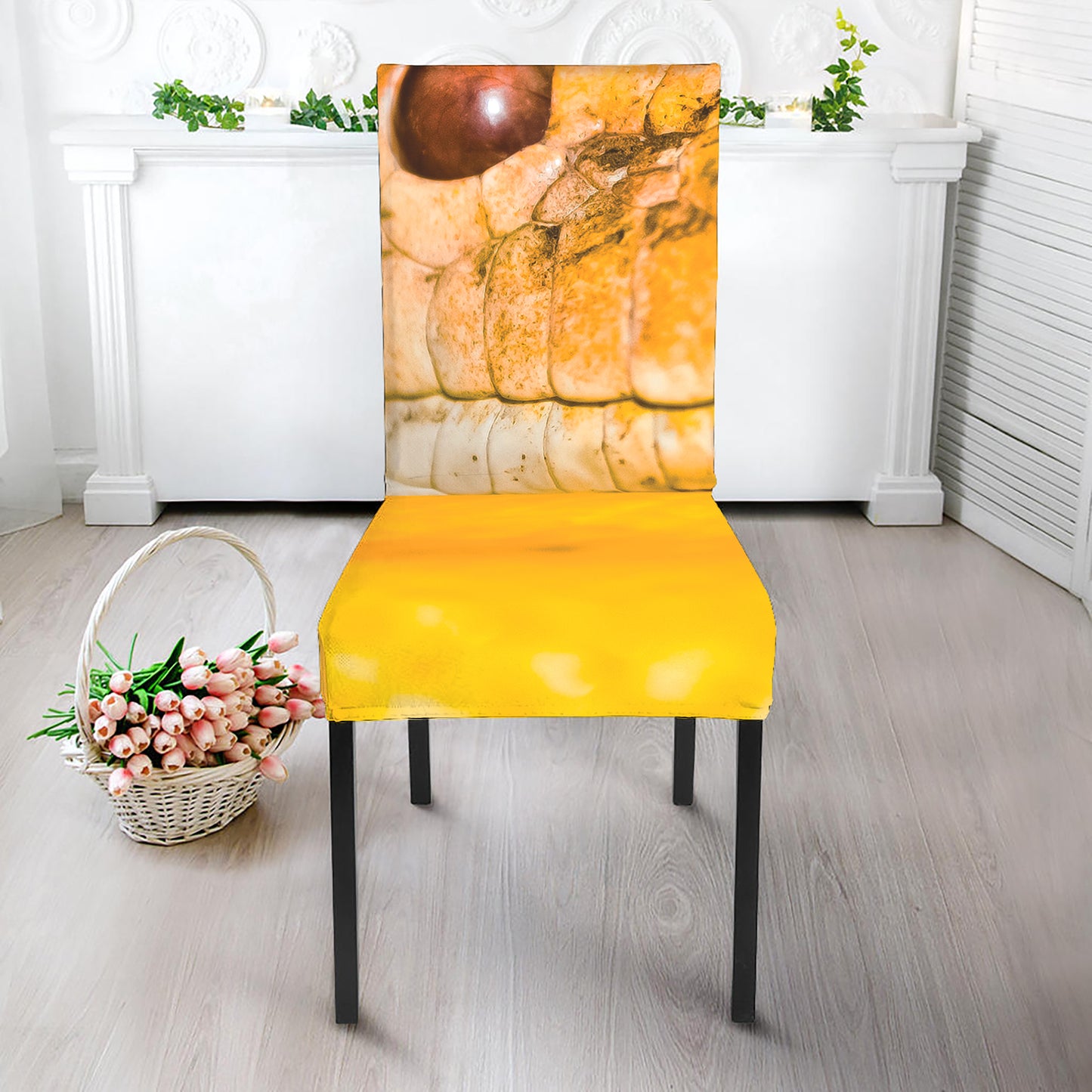 Yellow Python Snake Print Dining Chair Slipcover