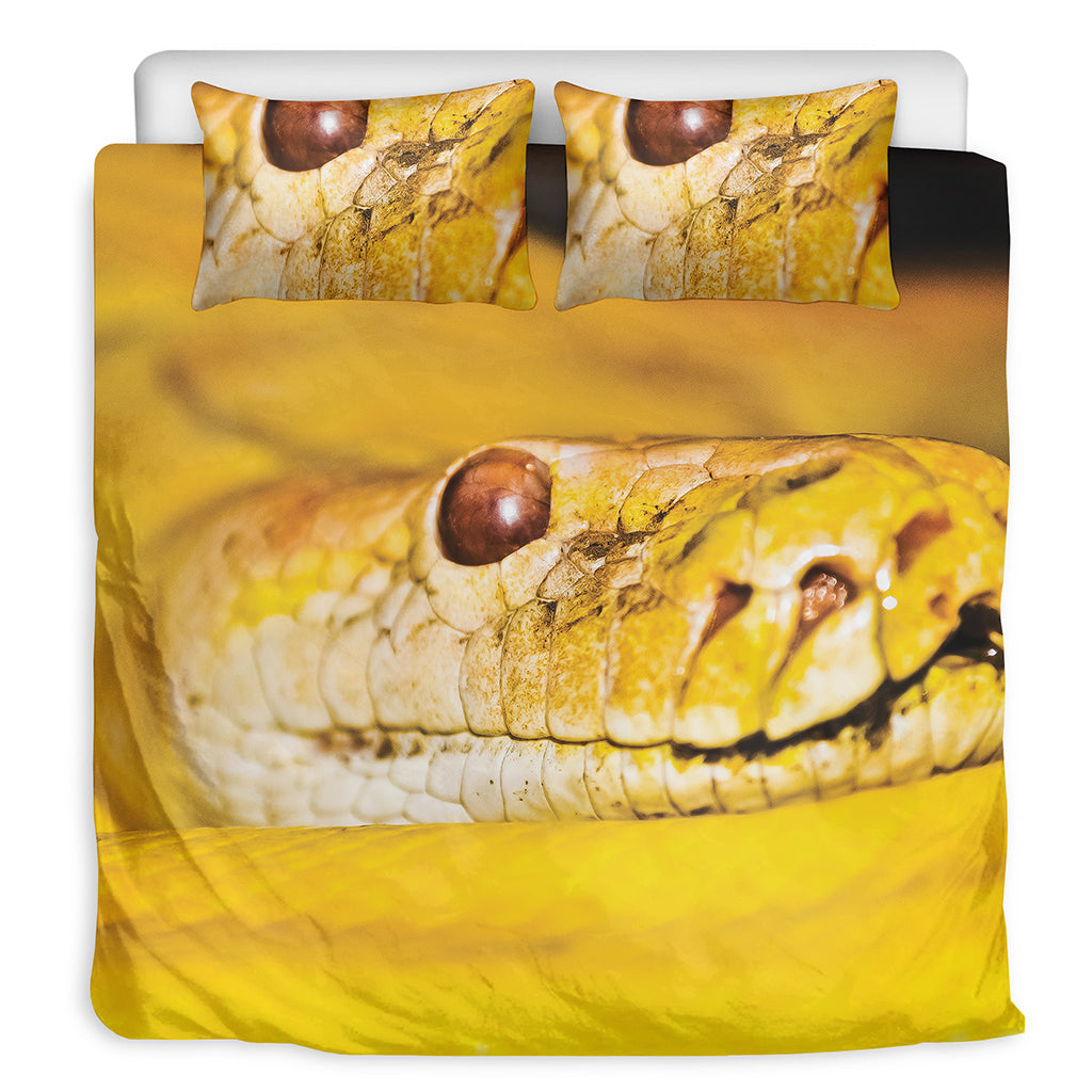 Yellow Python Snake Print Duvet Cover Bedding Set